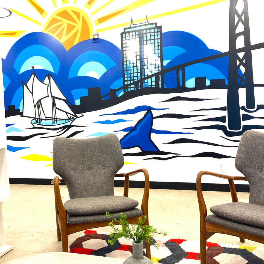 Waiting Area with Dartmouth mural